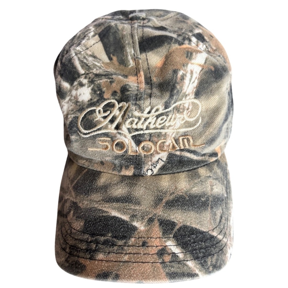 Vintage Mathews Solocam Lost Camo Hat Mens Hunting Adjustable Baseball Cap USA